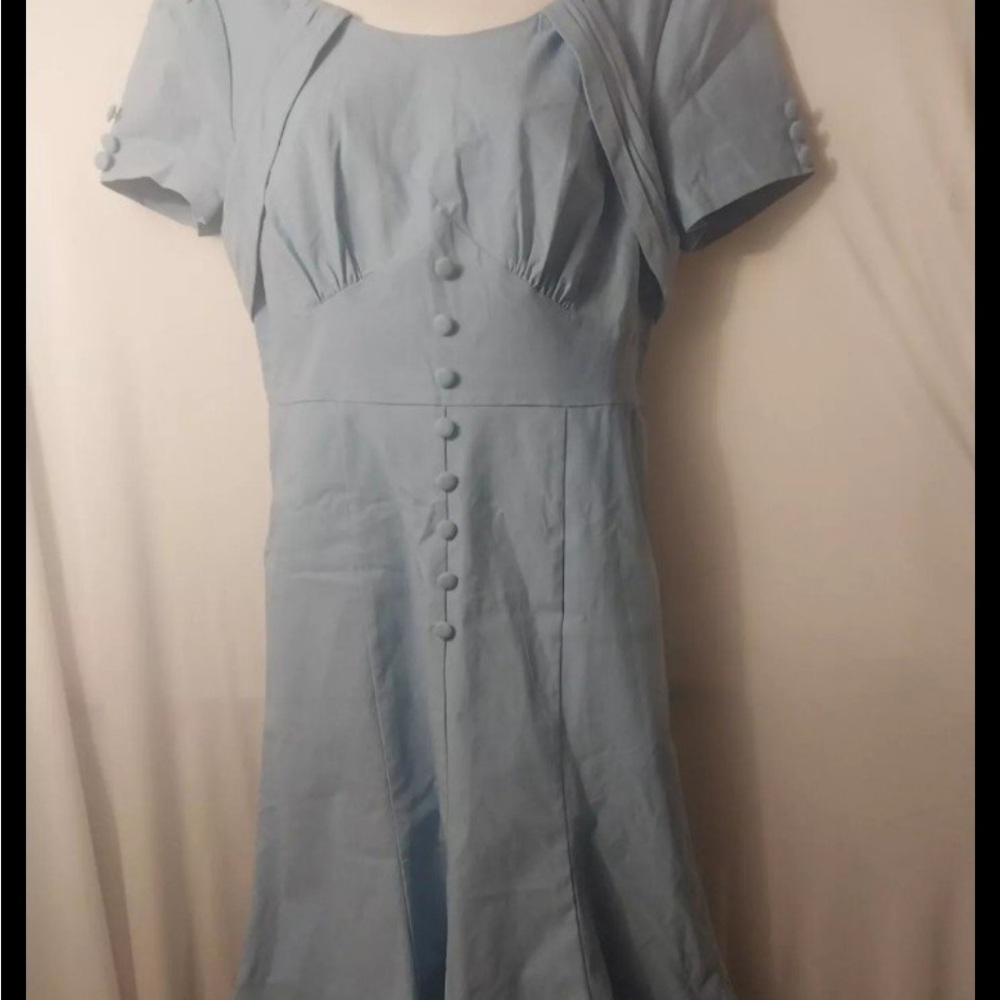 Retro 40’s Dreamy Blue Dress w/Button detail